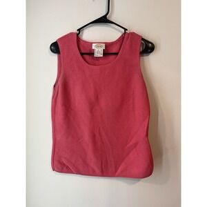 Vintage Talbots Tank‎ Top Sweater Pink Waffle Knit Size Medium